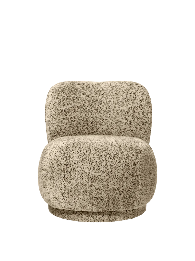 Fauteuil pivotant en velours poppy beige et noir Ricco Piccolo - Ferm Living