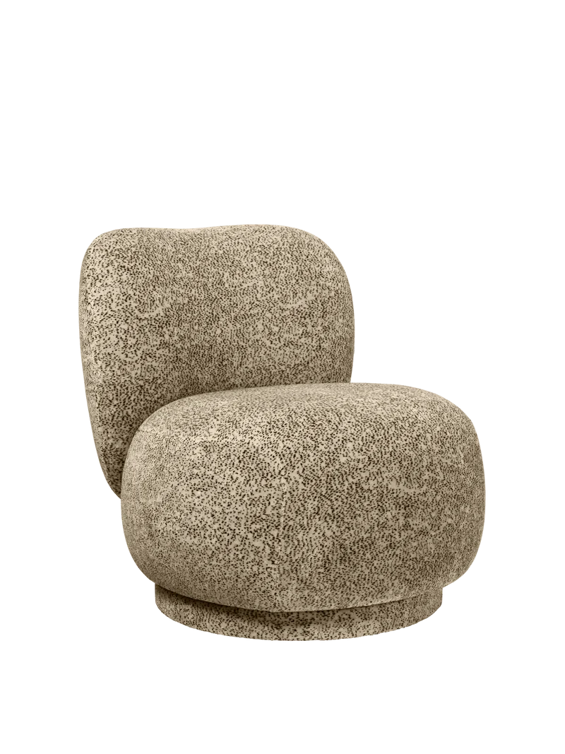 Fauteuil pivotant en velours poppy beige et noir Ricco Piccolo - Ferm Living