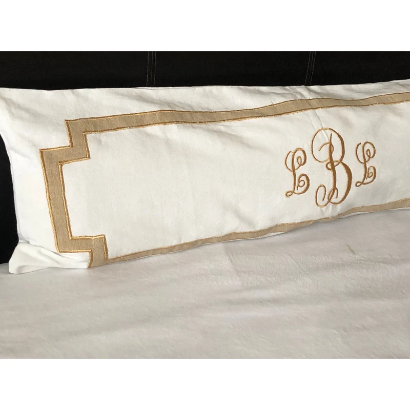 Long White Monogram Pillows, Unique Headboard Monogrammed Throw Pillow Covers, Monogram Bedding