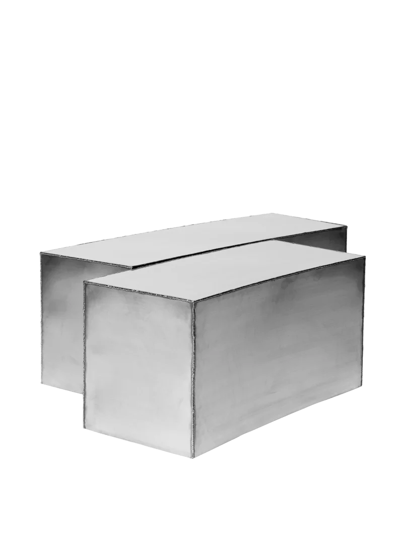 2 Tables basses en acier inoxydable brossé 91 x 61,5 x 35 cm Ferra - Ferm Living
