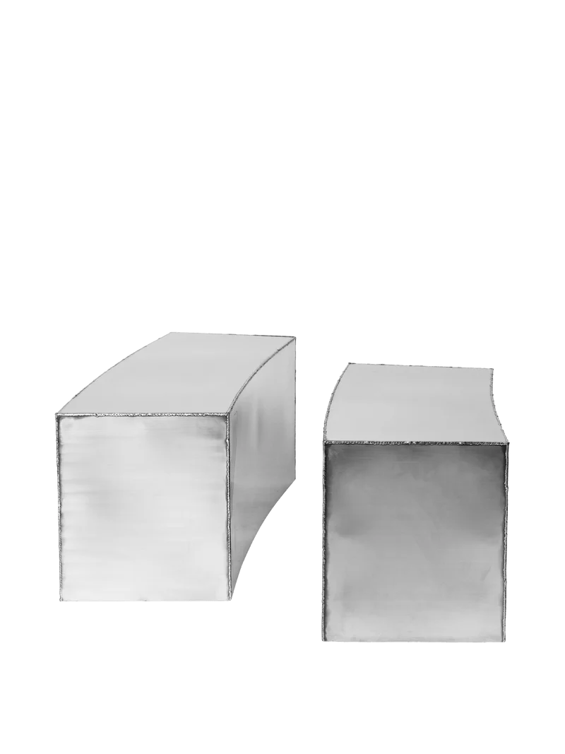 2 Tables basses en acier inoxydable brossé 91 x 61,5 x 35 cm Ferra - Ferm Living