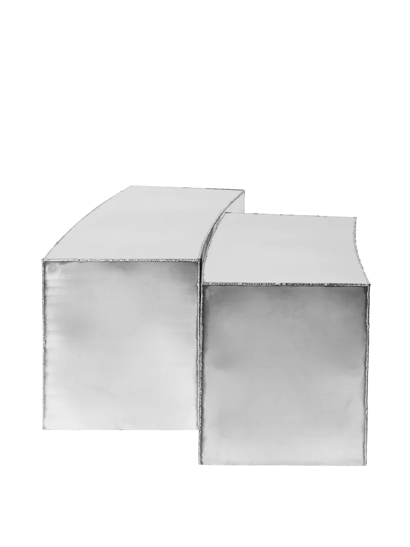 2 Tables basses en acier inoxydable brossé 91 x 61,5 x 35 cm Ferra - Ferm Living