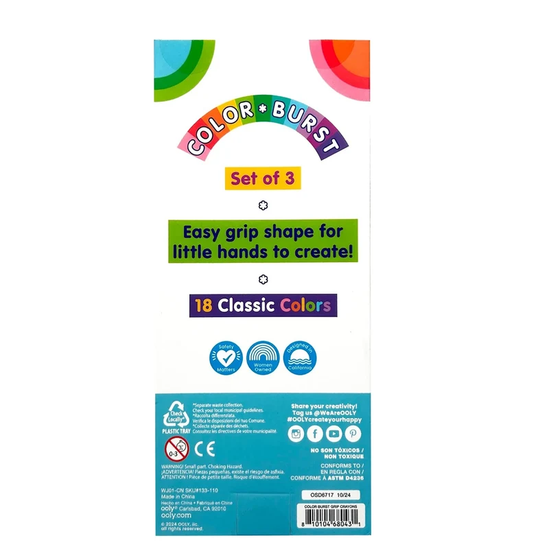COLOUR BURST GRIP CRAYONS (3 YEARS+)