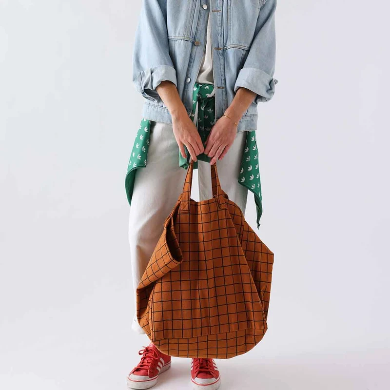 ELISA TOTE BAG - CHECK/GINGER