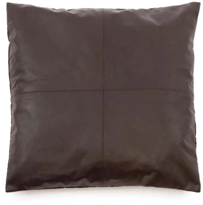 Housse de coussin en cuir 60 x 60 cm chocolat - Bazar Bizar