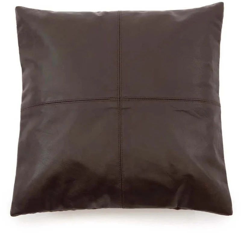 Housse de coussin en cuir 40 x 40 cm chocolat - Bazar Bizar