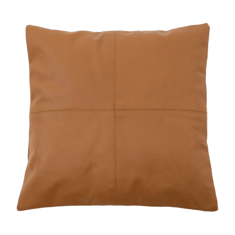 Housse de coussin à 4 panneaux en cuir 40 x 40 cm camel - Bazar Bizar