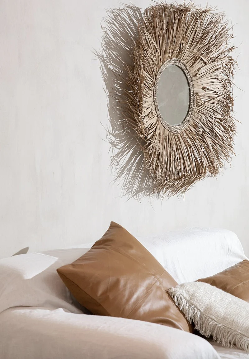 Housse de coussin à 4 panneaux en cuir 40 x 40 cm camel - Bazar Bizar