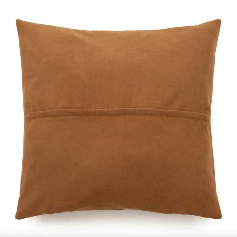Housse de coussin à 4 panneaux en cuir 60 x 60 cm camel - Bazar Bizar
