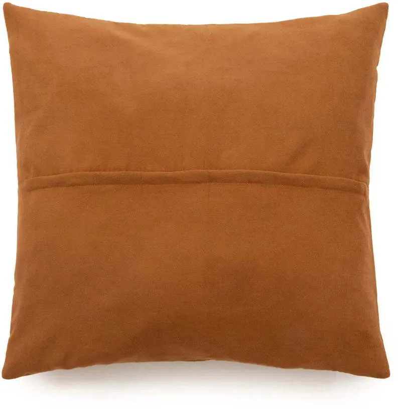 Housse de coussin à 4 panneaux en cuir 60 x 60 cm camel - Bazar Bizar