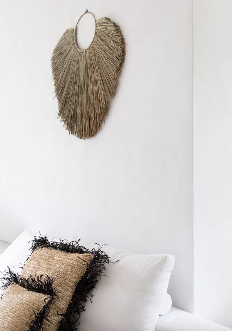 Housse de coussin 60 x 60 cm en Raphia naturel noir - Bazar Bizar
