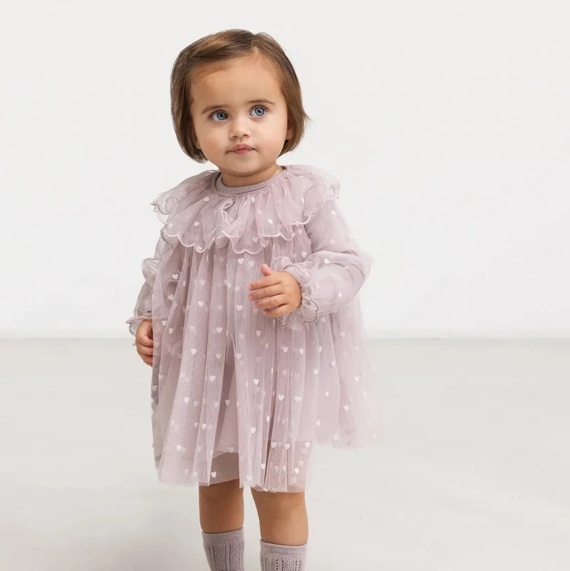 DERA B DRESS - CLOUD GREY HEARTS