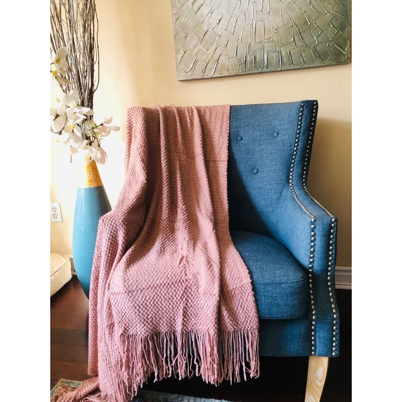 Pink Throw Blanket with Fringe| Pink Throw Blanket | Boho Throw Blanket