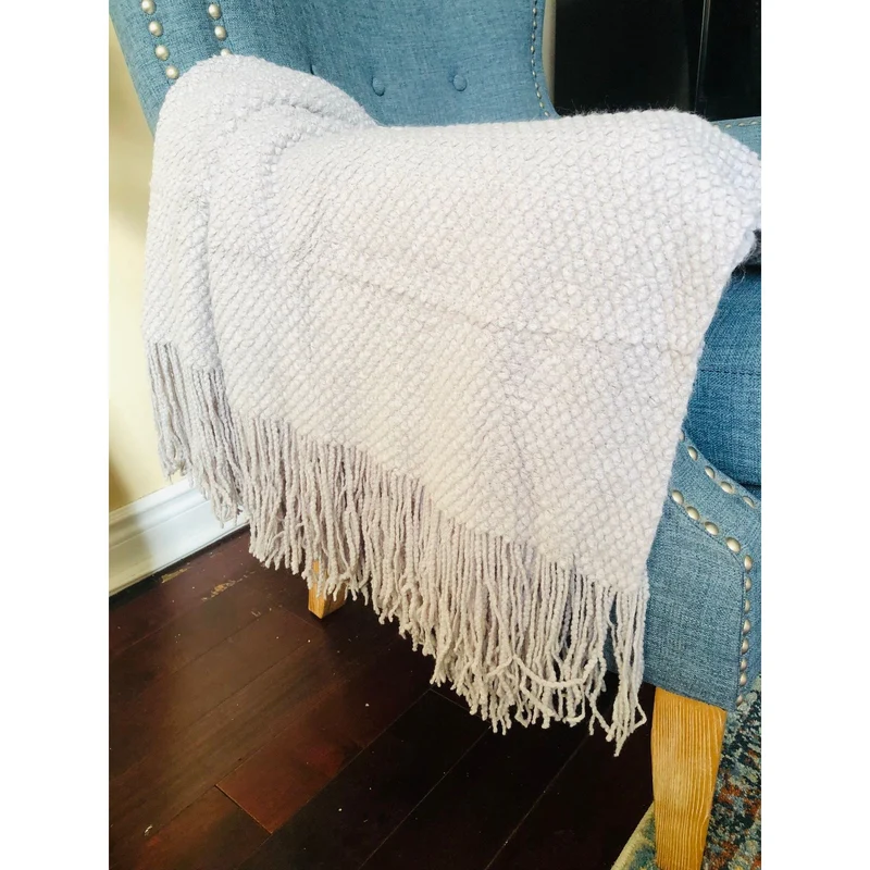 Gray Throw Blanket with Fringe| Gray Throw Blanket