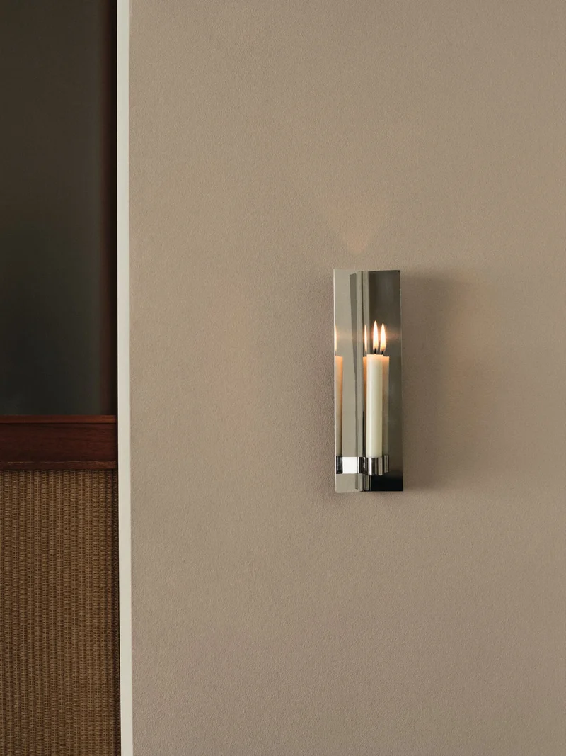 Bougeoir mural en acier inoxydable et miroir poli Eddy - Ferm Living