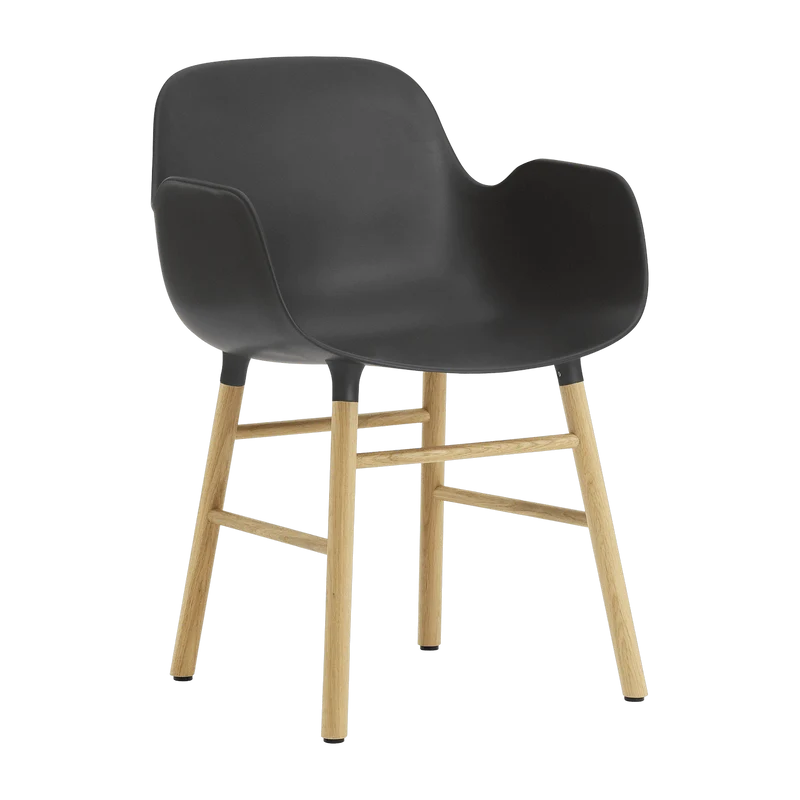 Chaise avec accoudoirs en chêne naturel et pp noir Form - Normann Copenhagen