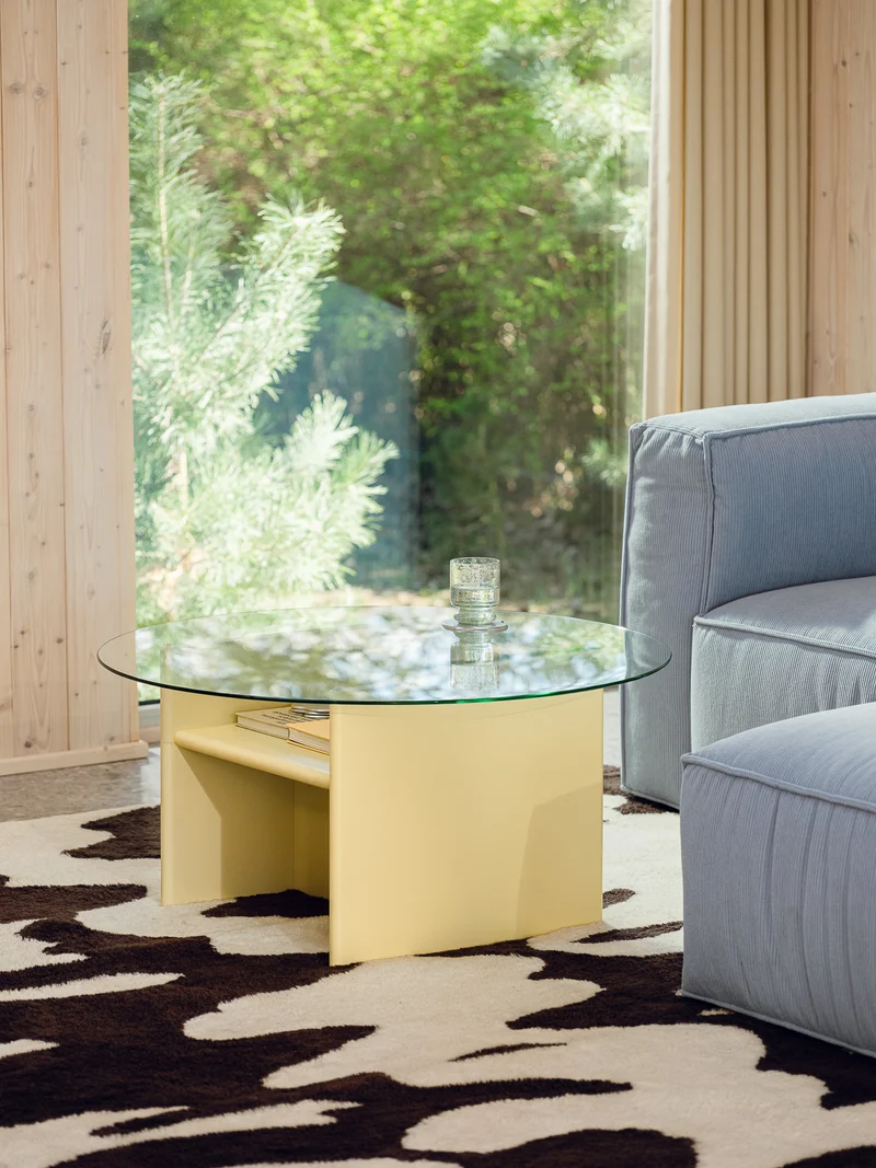 Table basse ronde en bois bleu 85 cm Tovo - noo.ma