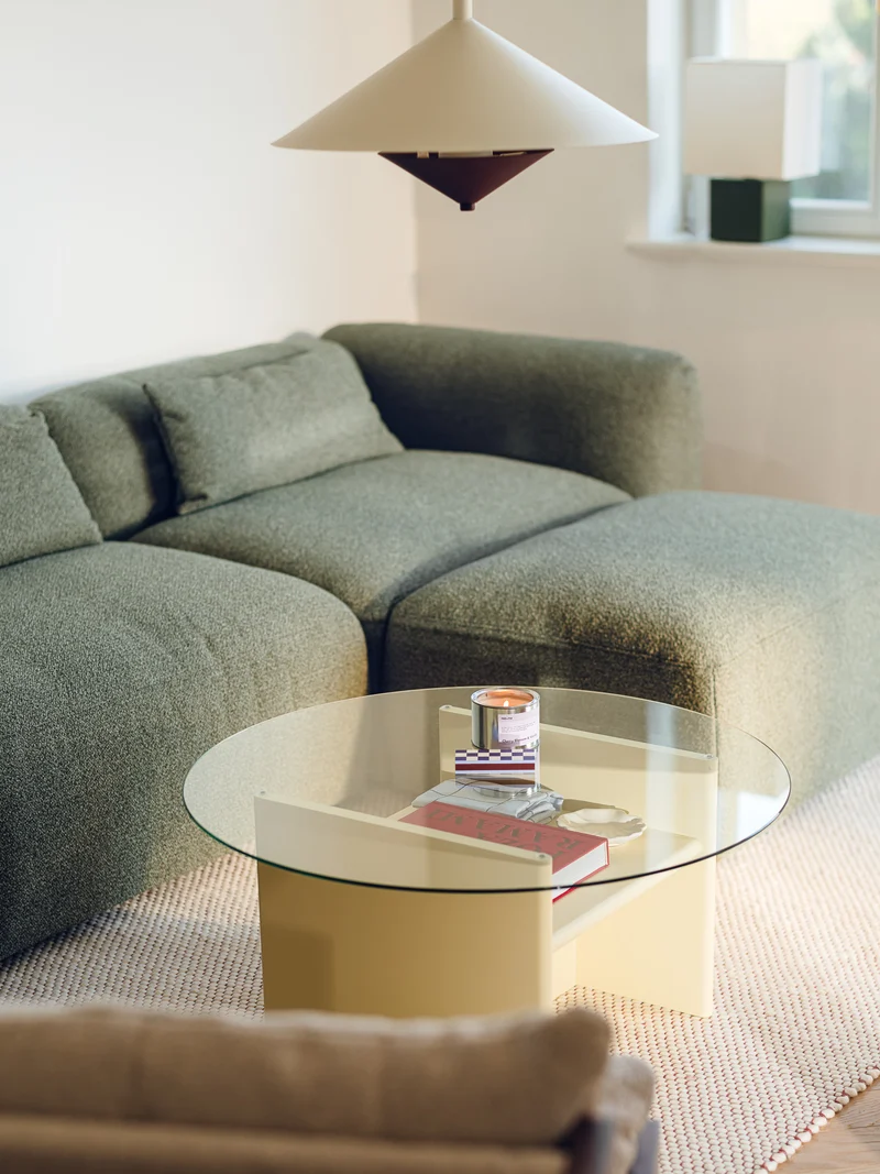 Table basse ronde en bois bleu 85 cm Tovo - noo.ma