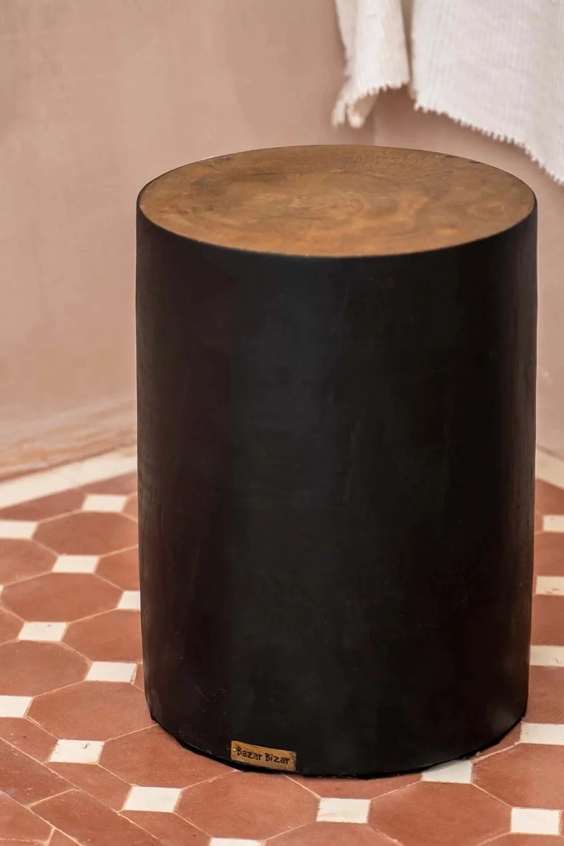Tabouret noir naturel Tribe - Bazar Bizar