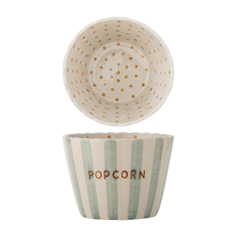 Bol rond à popcorn en grès à rayures et pois 17,5x13,5 cm 1900 ml Chip - Bloomingville