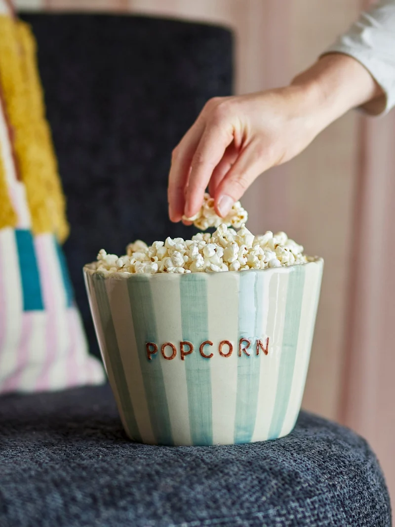 Bol rond à popcorn en grès à rayures et pois 17,5x13,5 cm 1900 ml Chip - Bloomingville