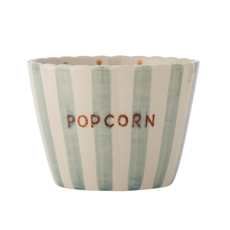 Bol rond à popcorn en grès à rayures et pois 17,5x13,5 cm 1900 ml Chip - Bloomingville