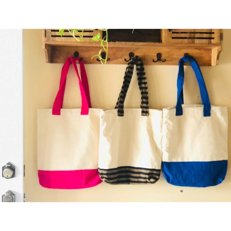 Upcycle Cotton Tote Bags Blue, Eco Friendly Grocery Bags, Shopping & Gym Bag
