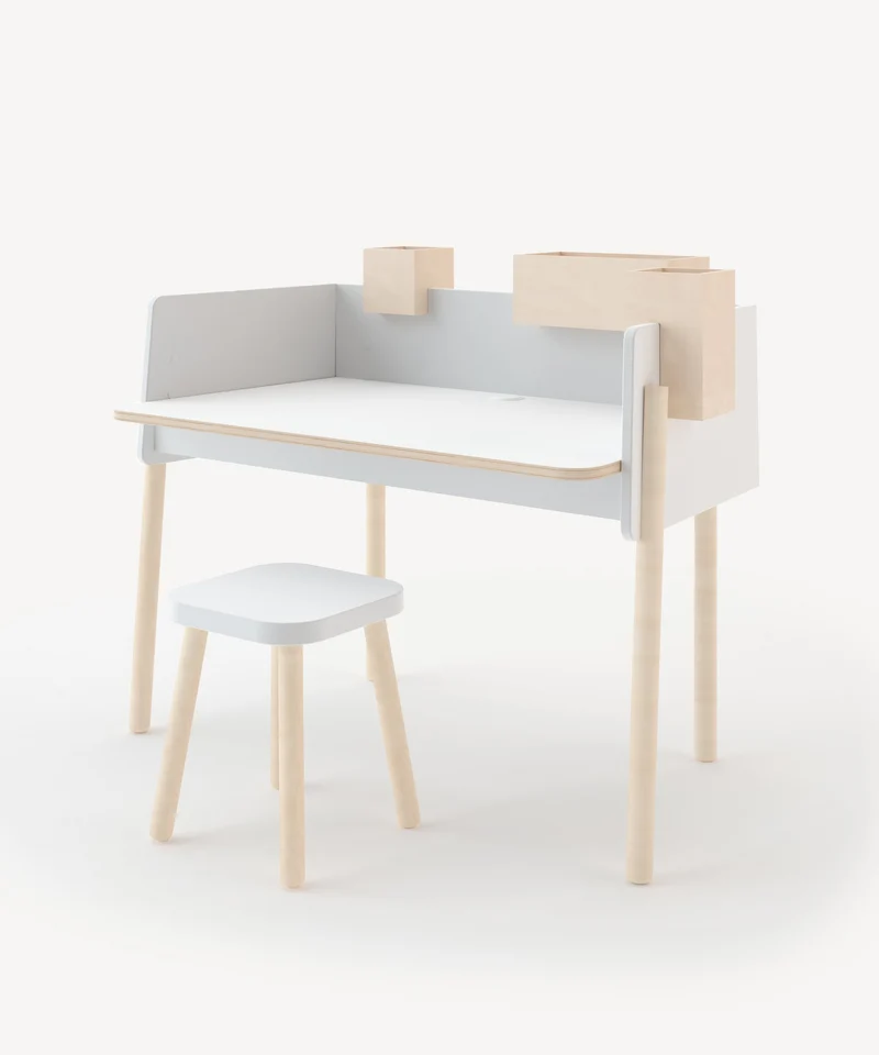 Oeuf NYC Brooklyn Schreibtisch, Weiss / Birke