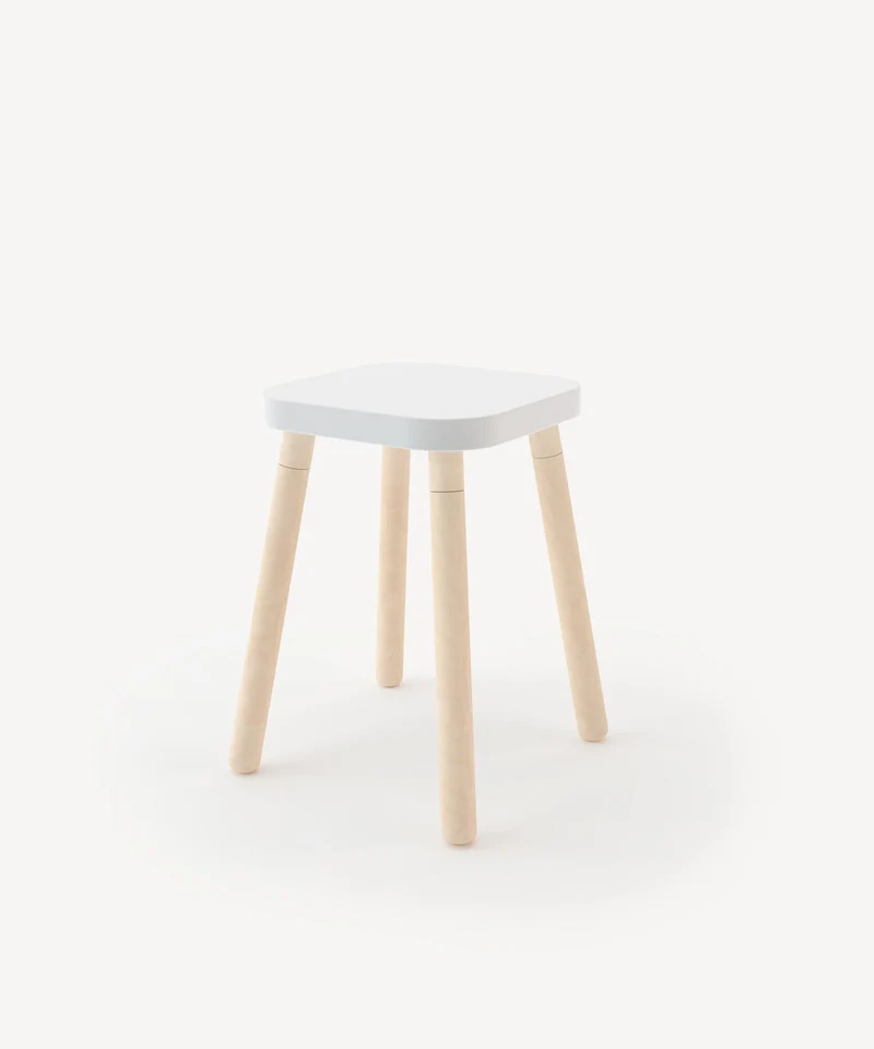 Oeuf NYC Square Stool, Weiss / Birke