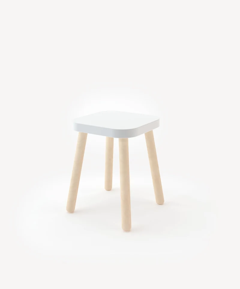 Oeuf NYC Square Stool, Weiss / Birke
