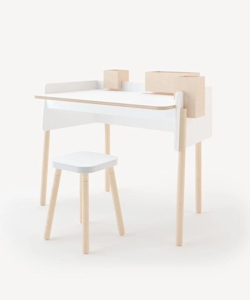 Oeuf NYC Square Stool, Weiss / Birke