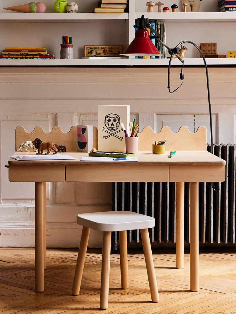 Oeuf NYC Square Stool, Weiss / Birke