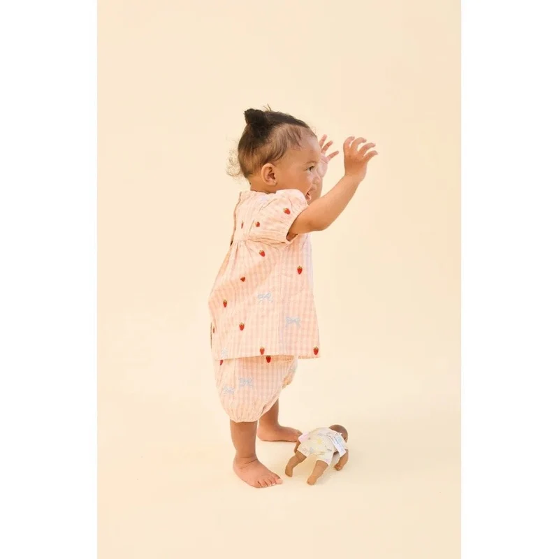 DOLLY BOW BABY SET - BERRY/BOW GINGHAM