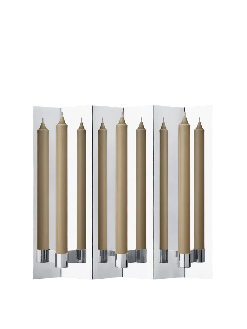 Bougeoir mural 3 embouts en acier inoxydable et miroir poli Eddy - Ferm Living