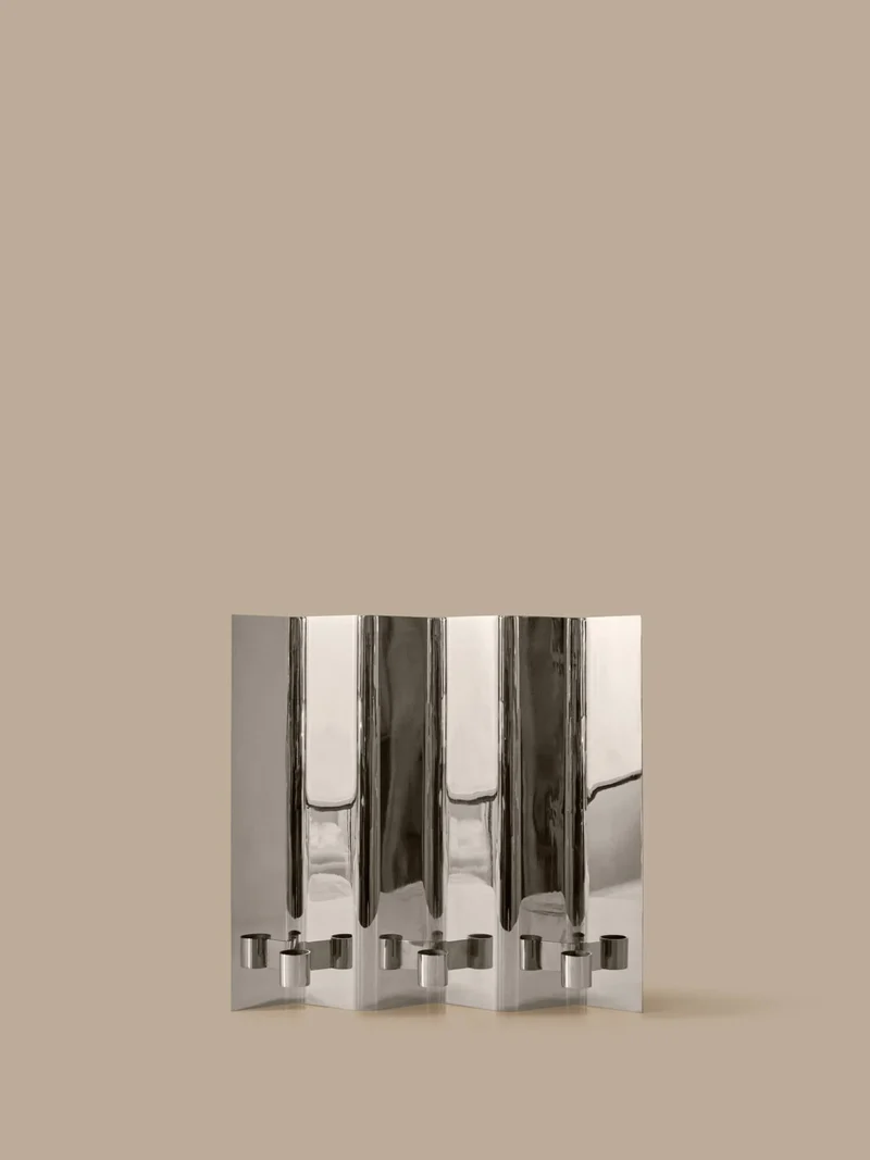 Bougeoir mural 3 embouts en acier inoxydable et miroir poli Eddy - Ferm Living