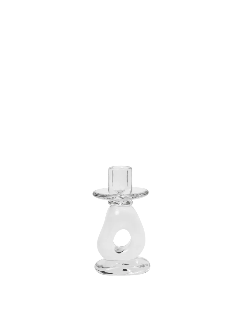 Bougeoir en verre soufflé transparent 9 x 16 cm Damo - Ferm Living