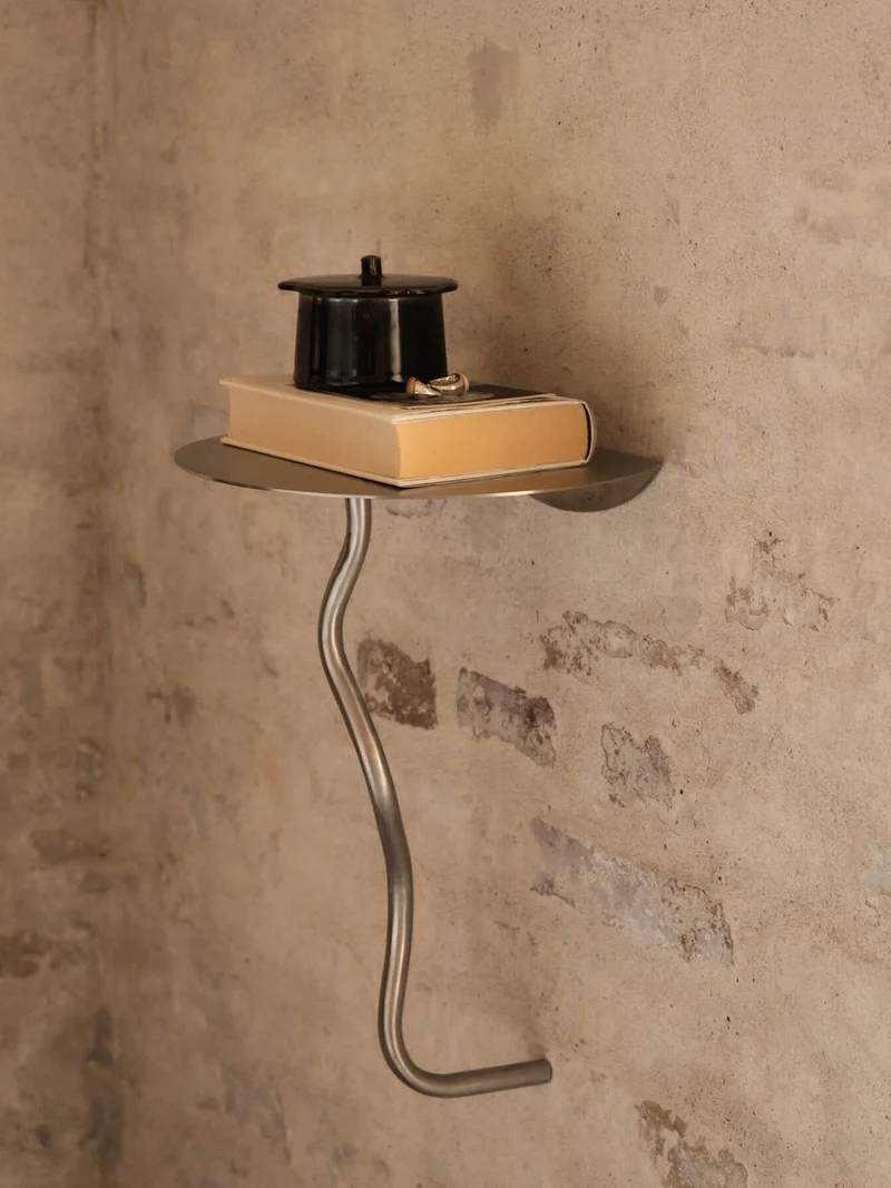 Table d'appoint murale en acier inoxydable 30 x 25,1 x 43,5 cm Curvature - Ferm Living