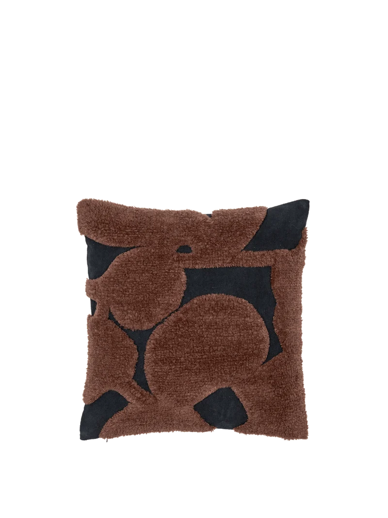 Coussin carré en laine tufté noir et marron 50 x 50 cm Cilla - Ferm Living