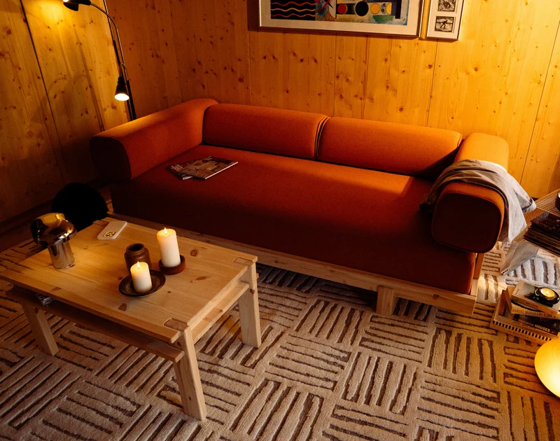 Canapé-lit en pin massif en vert 214×66cm Stay Raw - Karup Design