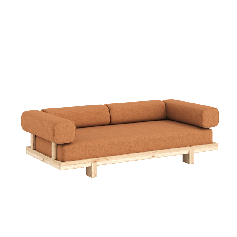 Canapé-lit en pin massif en orange 214×66cm Stay Raw - Karup Design