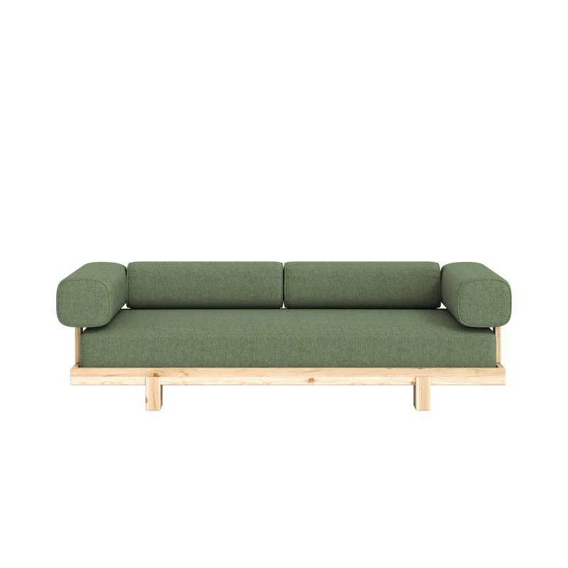 Canapé-lit en pin massif en vert 214×66cm Stay Raw - Karup Design
