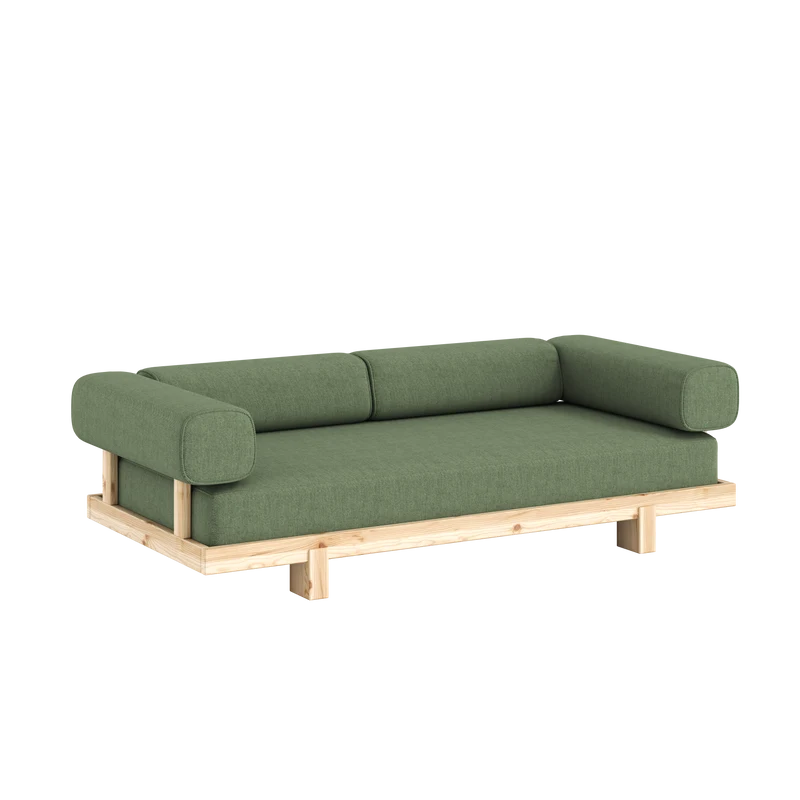 Canapé-lit en pin massif en vert 214×66cm Stay Raw - Karup Design