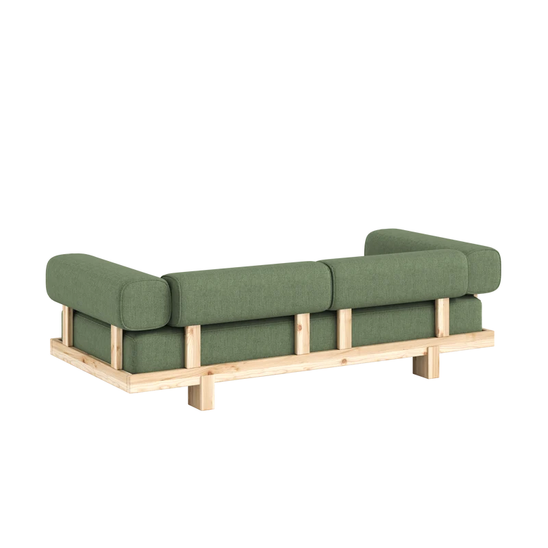 Canapé-lit en pin massif en vert 214×66cm Stay Raw - Karup Design
