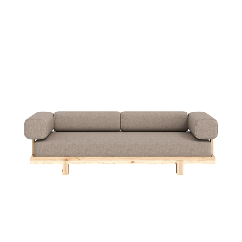 Canapé-lit en pin massif en beige 214×66cm Stay Raw - Karup Design