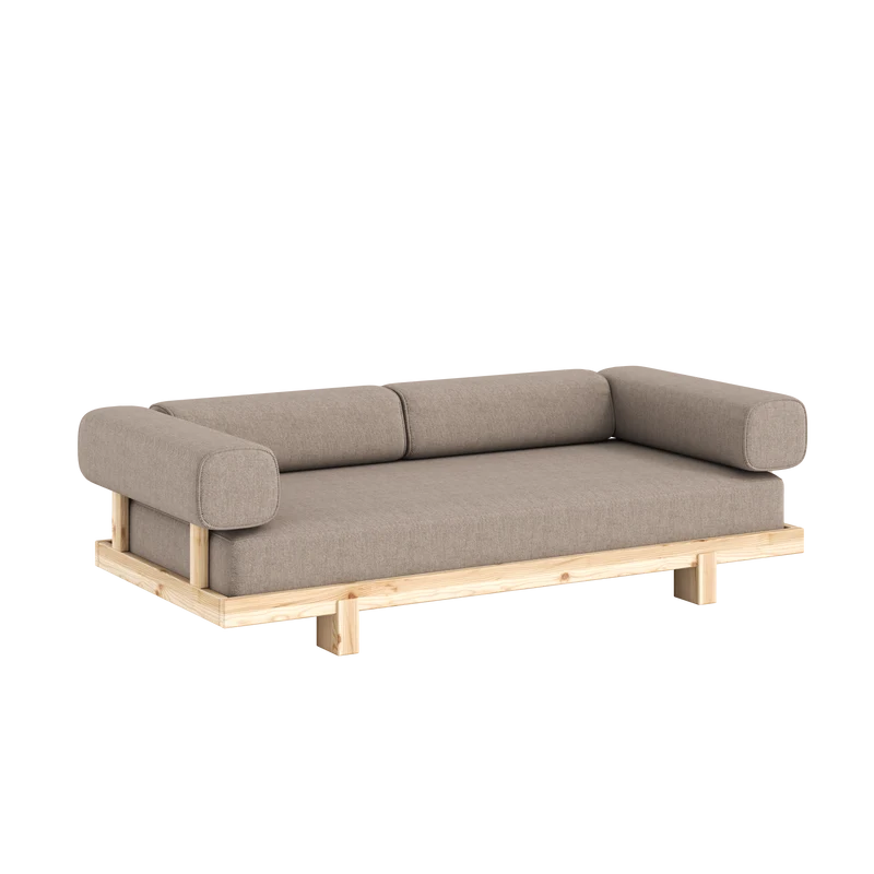 Canapé-lit en pin massif en beige 214×66cm Stay Raw - Karup Design