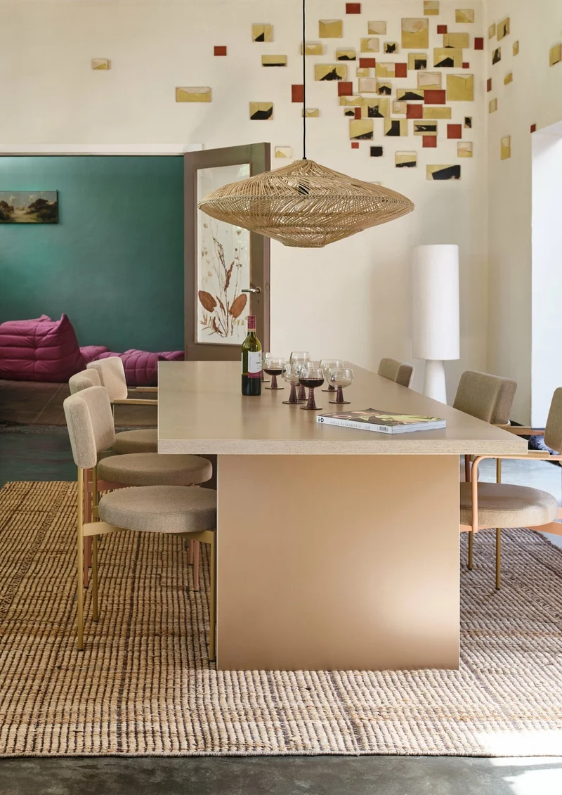 Table à manger rectangulaire en bois crème 220x90 cm - HKliving