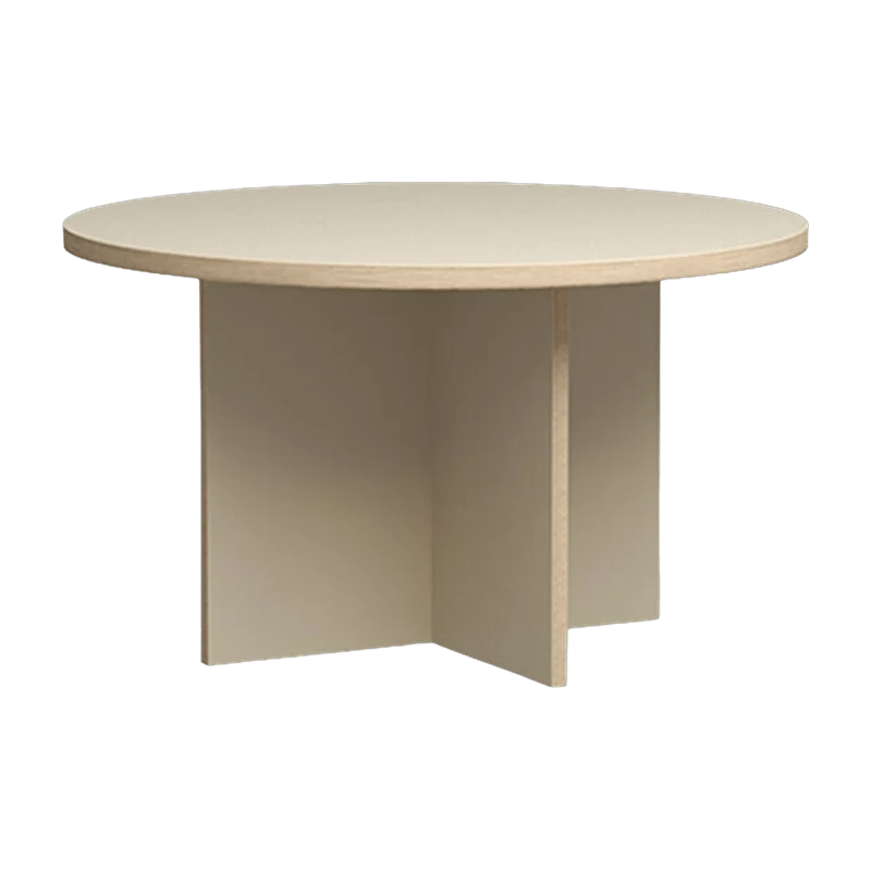 Table à manger ronde en bois crème 129 cm - HKliving