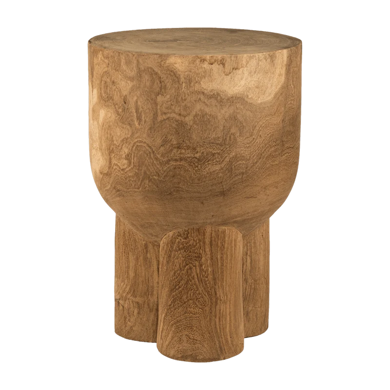 Tabouret en bois sculpté à la main cognac 30x40cm Pile - Pols Potten
