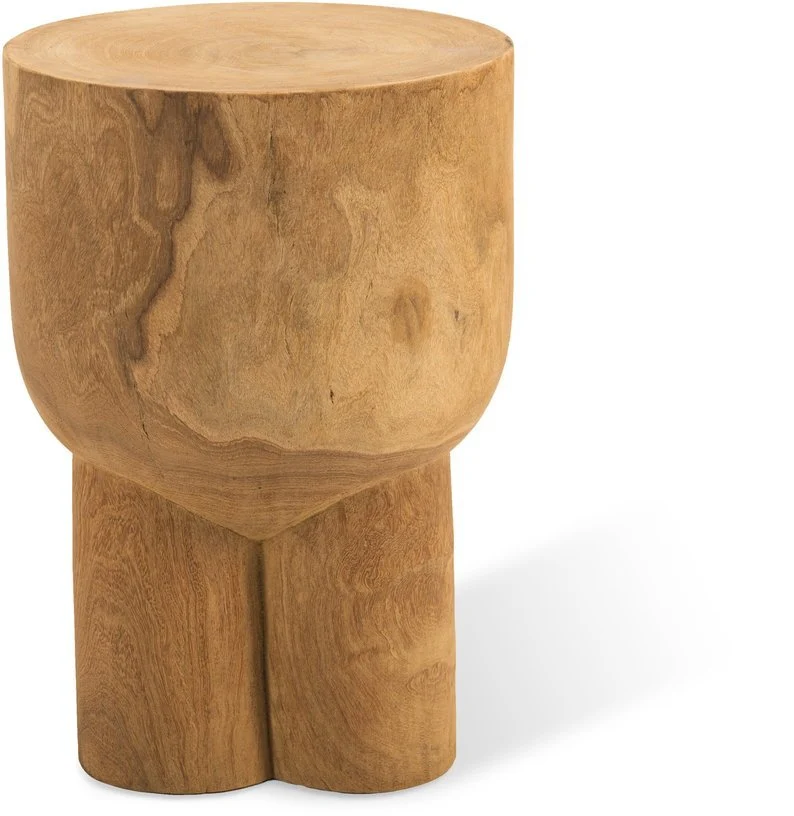 Tabouret en bois sculpté à la main cognac 30x40cm Pile - Pols Potten