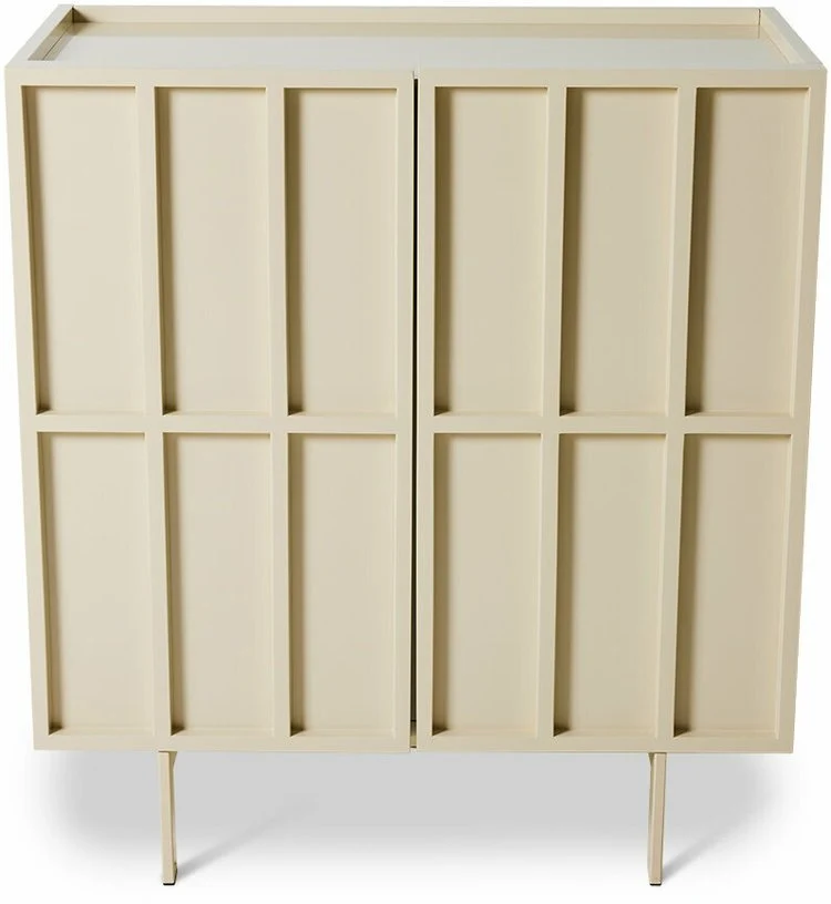 Buffet haut en bois mdf et métal crème 80 x 40 x 89 cm - Hkliving
